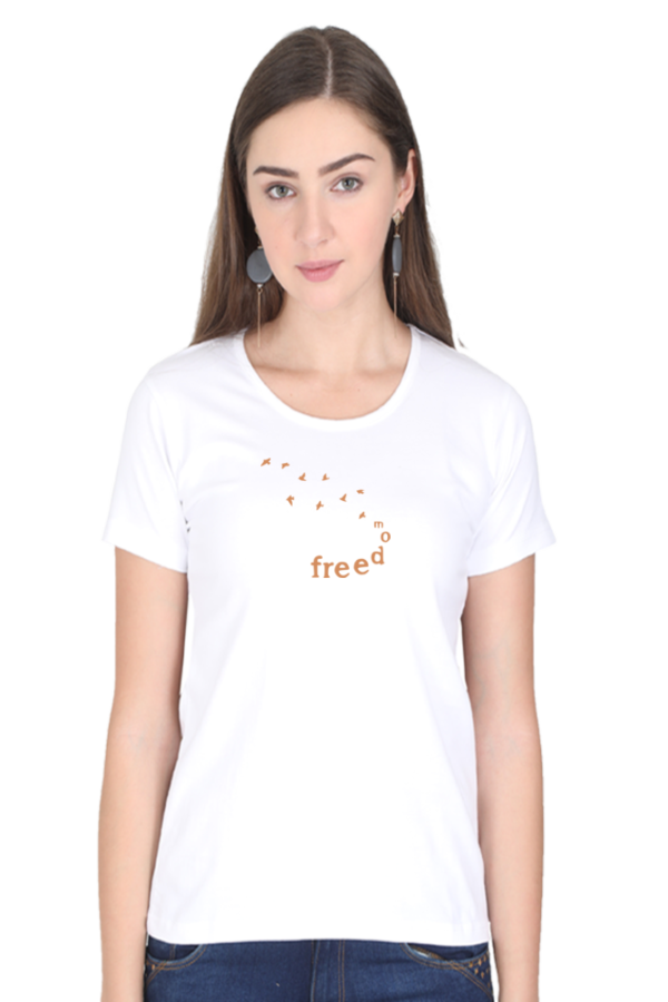 Elegant Women's Cotton T-Shirt with Artistic Typography Design - Image 2