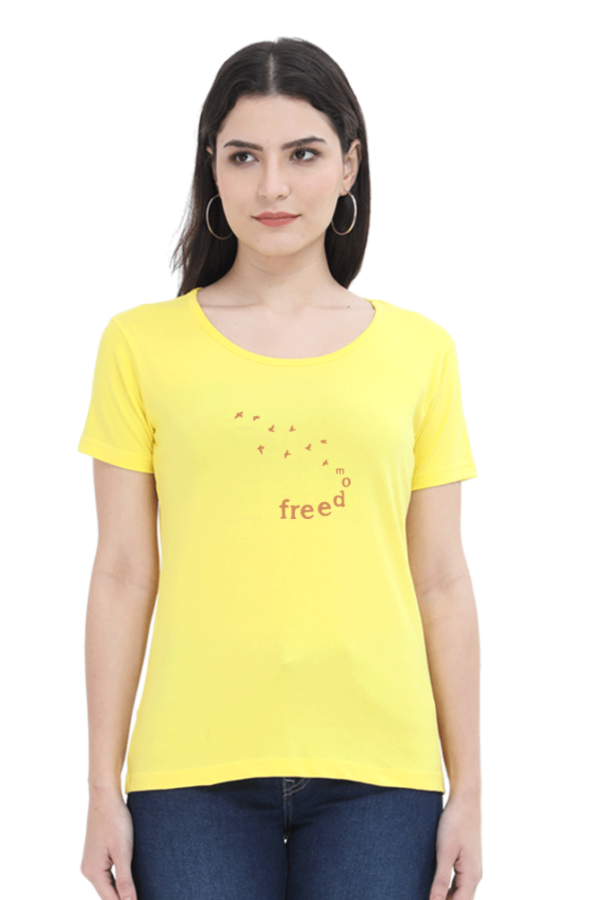 Elegant Women's Cotton T-Shirt with Artistic Typography Design