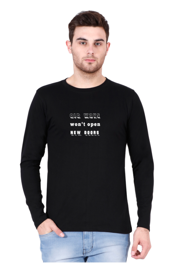 Black Full Sleeve Tee for Men with a subtle message